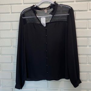 NWT Forever 21 Black Button-Up Blouse Size Medium